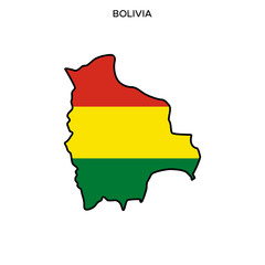 Map and Flag of Bolivia Vector Design Template with Editable Stroke