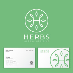 H monogram with leaves. Pharmacy of Medicine herbs. Logo for spa, cosmetics or organic product. Ecology symbol.