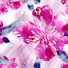 Acrylic flowers seamless pattern. Artistic background. - 338893757