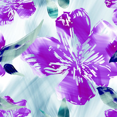 Acrylic flowers seamless pattern. Artistic background.