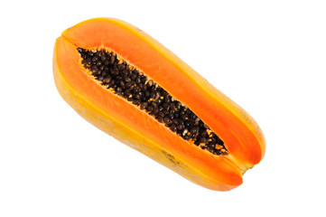 Papaya fruit on white background
