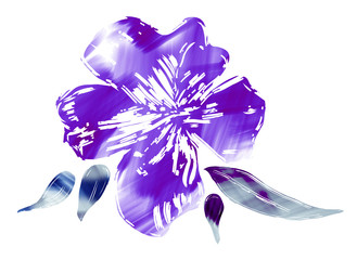 Flower on white background. Acrylic illustration. - 338894797