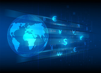 finance and money transfers to change currencies and stocks symbol