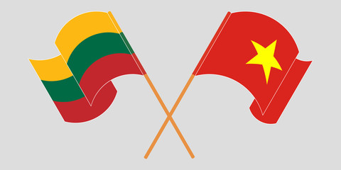 Crossed flags of Lithuania and Vietnam