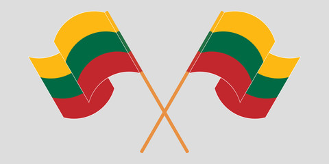 Crossed flags of Lithuania. Official colors. Correct proportion