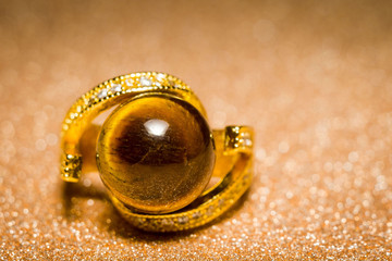Tiger eye gold ring