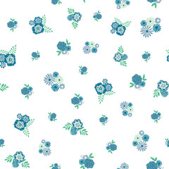 Tonal floral vector repeat with berries. Perfect for home, kids, stationary, wrapping, scrapbooking.