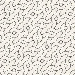 Vector seamless interlaced stylish pattern. Repeating geometric tiles with weaved bold lines and circles.