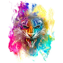 Tiger head with colorful creative abstract element on white background