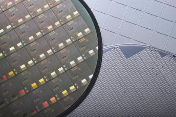 Macro of silicon semiconductor wafer.