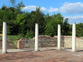 Columns in the Roman emperor Galerius palace (felix romuliana) world heritage site in Gamzigrad (Serbia)