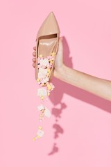 wedding shoes and bouquet