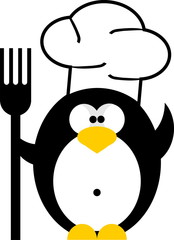 penguin chief cooker with fork 