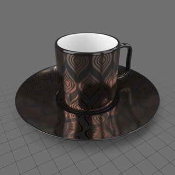 Turkish patterned coffee cup and saucer