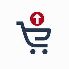 Shopping cart take out line vector minimalistic icon. Commerce vector symbol. Supermarket up cart icon for web design. Modern flat sale icon for app design. Store buy sign minimal flat linear icons