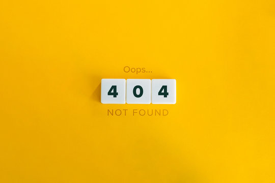 404 error page not found concept. Block letters on bright orange background. Minimal Aesthetics.