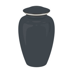 Urn for ashes. Symbols for the funeral service. Vector illustration.