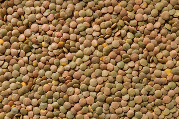 Texture background of lentils. Healthy eating. Top view. Food background. Ingredient for Hummus.