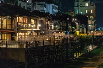 Kyoto river at night