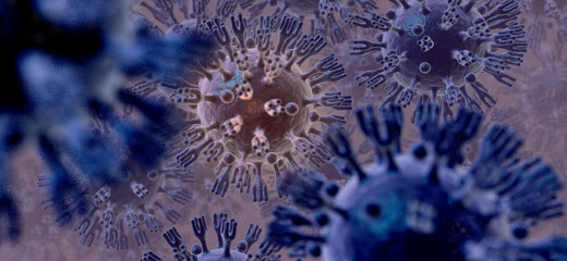 Another version of the virus in a scene floating