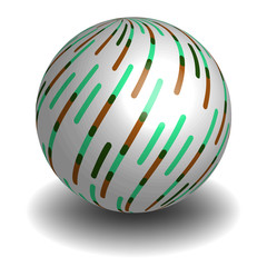 Realistic 3d sphere with a pattern isolated on a white background. Vector illustration