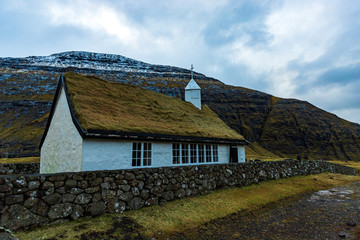 Fototapeta na wymiar Saksunar Kirkja church in Saksun, Faroe Islands