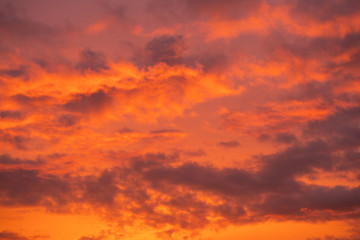 Scenery vivid burning sky during sunset time