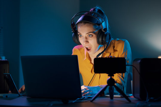 Shocked disappointed gamer losing the game