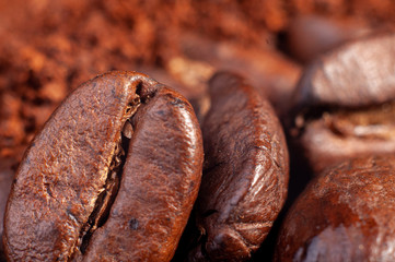 Macro de Granos de cafe 
