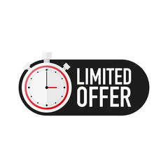 Timer with LIMITED OFFER text countdown vector illustration template on white background. Vector