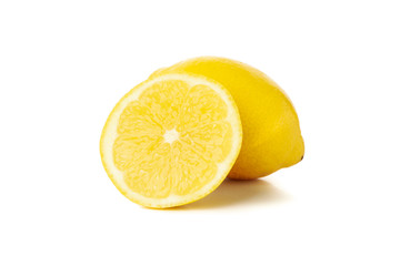 Fresh lemon isolated on white background. Ripe fruit