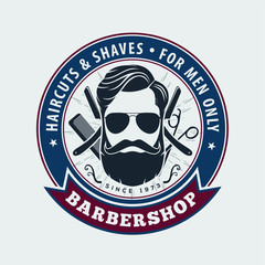 Barbershop poster, banner template with Bearded men. Vector illustration