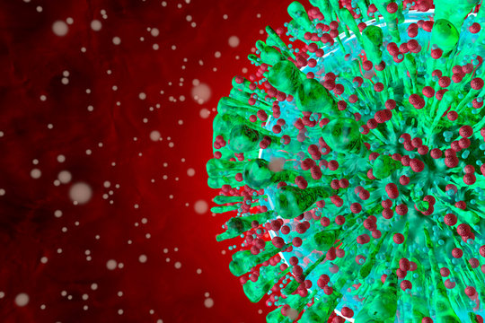 Three dimensional render of COVID-19 virus