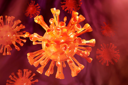 Three dimensional render of COVID-19 virus