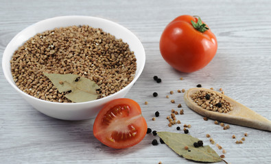 buckwheat with tomato, black pepper and basil cooking quarantine