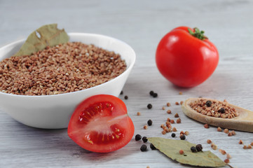 buckwheat with tomato, black pepper and basil cooking quarantine