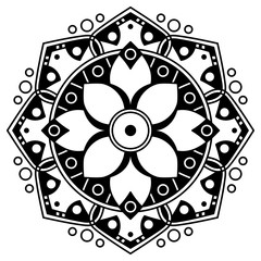 Black and white mandala for coloring page	
