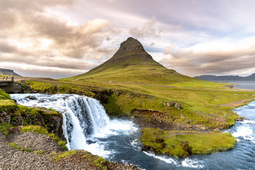 The beautiful Kirkjufell mountain in iceland