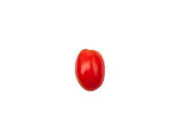 One clean ripe red plum tomato isolated