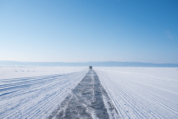 Winter season  at Baikal Lake the largest freshwater lake by volume. UNESCO World Heritage Site