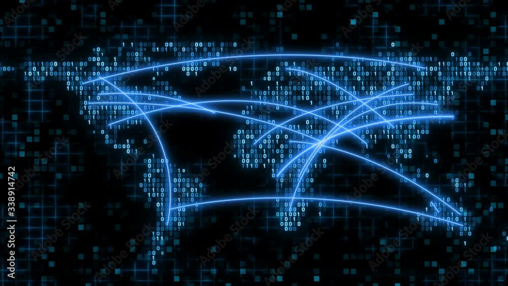 Wall mural world map computer network global