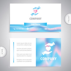 business card - Hands holding symbol heart. medicine, medical care, health, healthcare concepts.