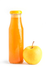 fresh yellow apple juice isolated on white background