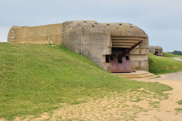 Remains of the german Battery which was captured on June 07 1944, Bunker and Artillery Guns