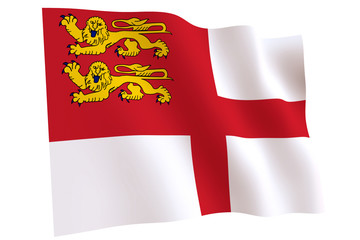 Flag of Sark waving in the wind