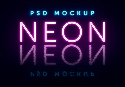 Neon Text Effect with Reflection