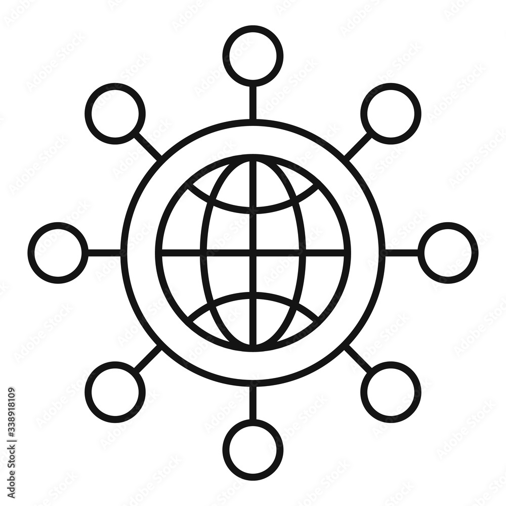 Poster global server point icon. outline global server point vector icon for web design isolated on white b