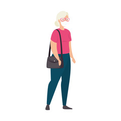 Fototapeta premium old woman with face mask isolated icon vector illustration design