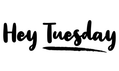 Hey Tuesday Calligraphy Phrase, Lettering Inscription.