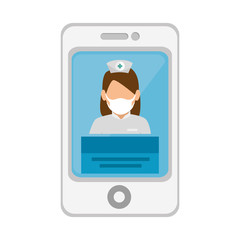 medicine online with nurse and smartphone vector illustration design